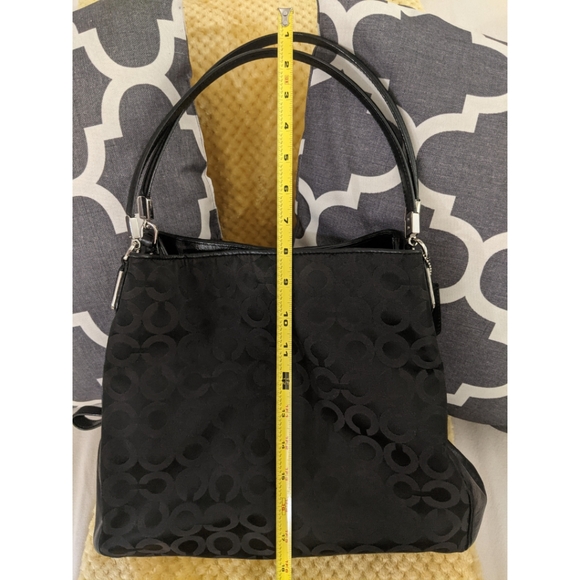 Coach Madison Op Art Black Sateen Small Phoebe Shoulder Bag - Picture 2 of 8